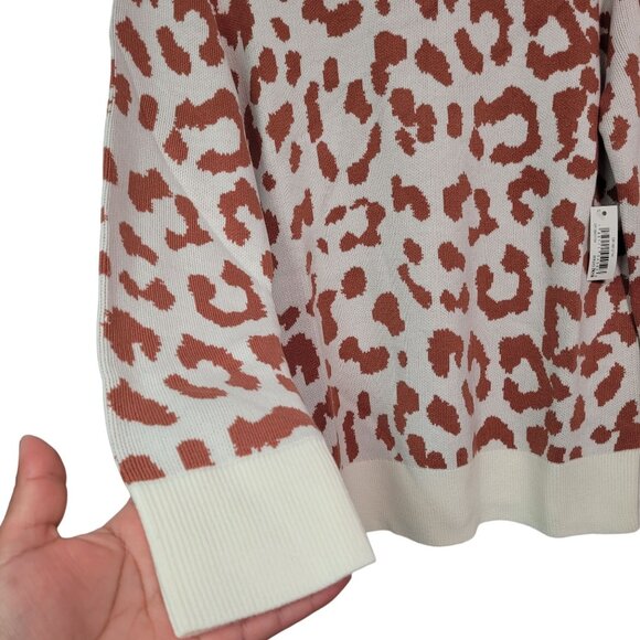 Daily Ritual Women Leopard Print Soft Knit Sweater Long Sleeves Crew Neck Small - Picture 5 of 9
